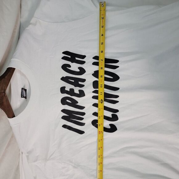 Vtg IMPEACH CLINTON 1990's Political Single Stitch White T-Shirt XL PreOwned - Picture 13 of 14